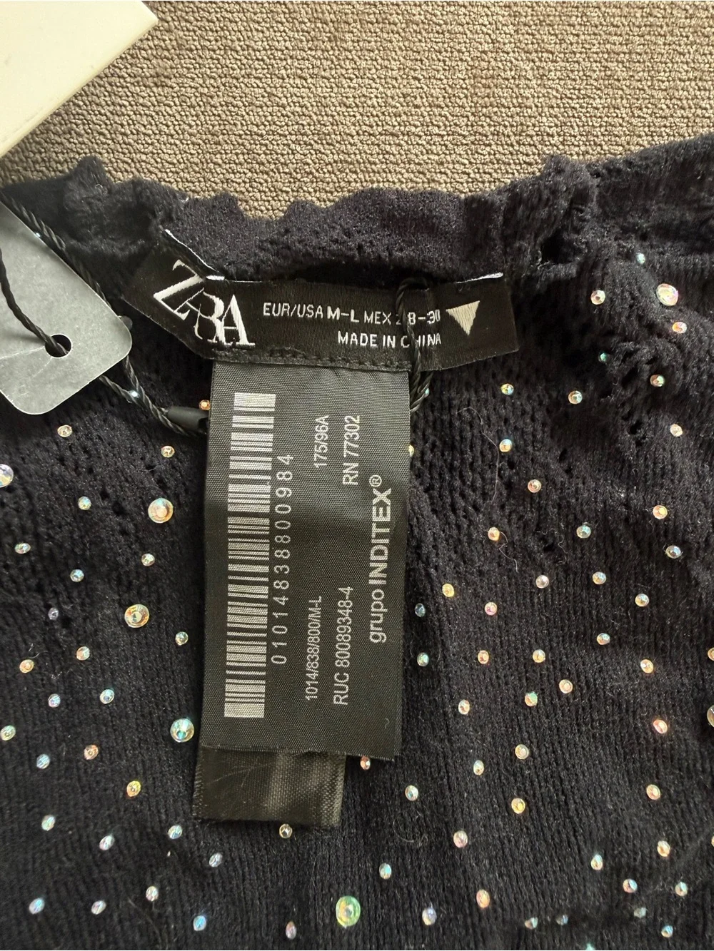 ZARA limitless contour collection Sheer Lace Top with Rhinestones